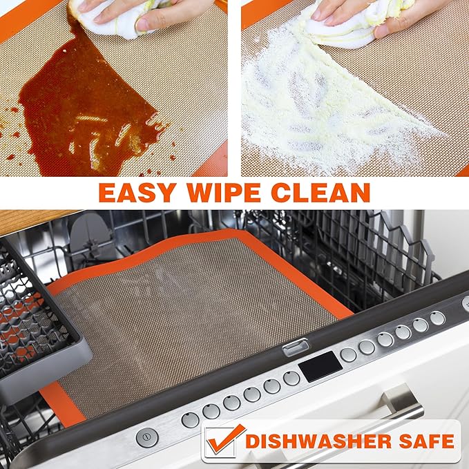 Silicone Baking Mats - Best German Silicone - Non Slip Silicone Baking Sheet, Non Stick Reusable Silicone Mats for Baking, Oven Liner, Counter Mat - 3/4 Sheet Baking Mat for Oven