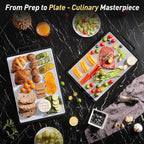 Titanium Cutting Boards for Kitchen Chopping Board with Handle Large Big Small Kitchen Meat Butcher Block 2 in 1 Pure Titanium and Wheat Straw PP Not Wood Bamboo Plastic Silicone Teak Black/White