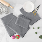 Homaxy Premium Kitchen Towels(18”x 28”, 8 Pack), Large Cotton Kitchen Hand Towels, Flat and Terry Dish Towels, 380 GSM Highly Absorbent Tea Towel Set with Hanging Loop, Grey