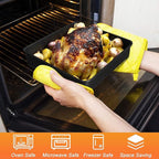 Herogo 8 x 8 Baking Pan Set of 2, Non-Stick Square Cake Pan for Oven, Stainless Steel Black Lasagna Brownies Casseroles Cakes Bakeware, Dishwasher Safe