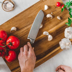 Schmidt Brothers -Bonded Ash- 15-Piece Knife Set, High-Carbon Stainless Steel Cutlery with Downtown Acacia and Acrylic Magnetic Knife Block and Knife Sharpener