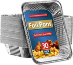 Munfix 30 Pack Aluminum Pans Disposable 9x13 Baking Chafing Trays - Deep Half Size Oven Steam Table Tin Foil Pans - Extra Heavy Duty Foil Pans for Heating, Roasting, Cooking, Storing Food