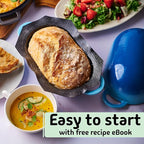 LoafNest: Incredibly Easy Artisan Bread Kit. Cast Iron Dutch Oven [Compact 2 qt size] and Perforated Non-Stick Silicone Liner.