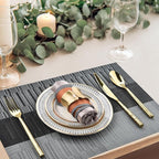 Placemats Set of 4 - Washable Easy Clean Vinyl Placemats - Heat Resistant PVC Place Mats for Dining Table - (Black and Gray, 4)