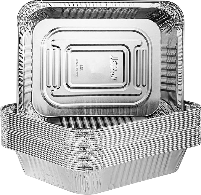 PLASTICPRO Disposable 9 x 13 Aluminum Foil Pans Heavy Weight Half Size Deep Steam Table Bakeware - Cookware Perfect for Baking Cakes, Bread, Meatloaf, Lasagna (100)