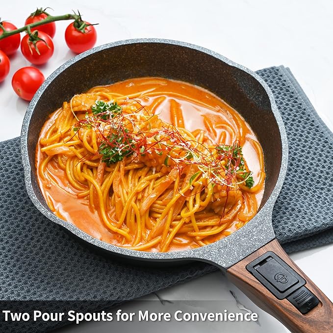 8 Inch Smart Nonstick Frying Pan with Removable Handle, Cast Aluminum and Anti-Scratch Omelette Pan, Compatible with All Stovetops, Dishwasher and Oven Safe