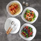 fMBB 4pcs Large Pasta Bowls, 35 OZ Porcelain Deep Dinner Plates, Big Salad Bowls Set, House-warming Dinnerware, Dishwasher, Microwave, Oven Safe