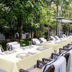 sancua Beige Tablecloths for 8 Foot Rectangle Tables, 6 Pack - 60x120 Inch - Washable Fabric Cloth Table Cloth for Wedding, Party, Birthday, Banquet, Reusable Polyester Table Covers