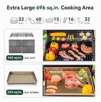 5 Burner Griddle Grill Combo, 2 in 1 Propane Gas BBQ Grill with Porcelain-Enameled Cast Iron Grates & Pan, Outdoor Flat Top Griddle, 695 Sq. In. Propane Barbecue Grill for Patio Backyard Balcony