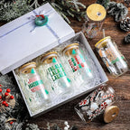 6 Pcs Christmas Glasses 16 oz Xmas Glass Cups with Lid and Straw Can Shaped Beer Tumbler Christmas Appreciation Gifts for Women Teenager Birthday Party Favor