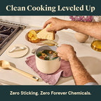 Caraway Petite Cooker - 2 Qt Ceramic Coated Pot - Free From Forever Chemicals - Perfect for Rice, Grains, or Sauces - Perracotta