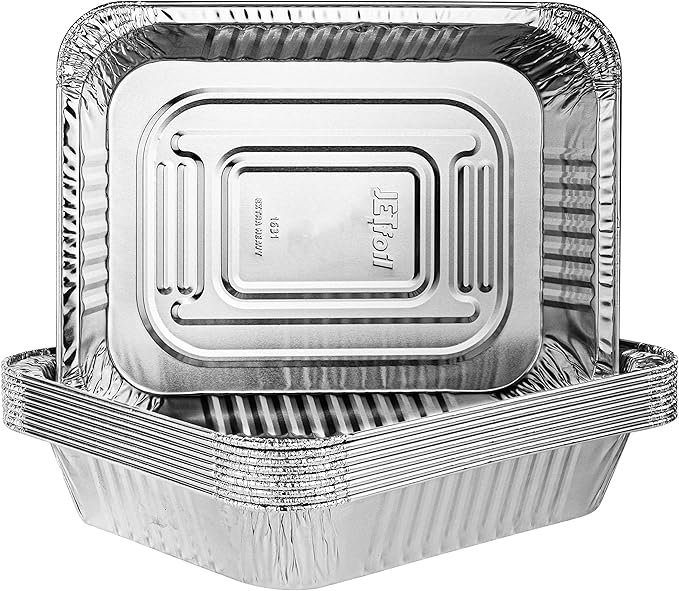 PLASTICPRO Disposable 9 x 13 Heavy Weight Aluminum Foil Pans Half Size Deep Steam Table Bakeware - Cookware Perfect for Baking Cakes, Bread, Meatloaf, Lasagna Pack of 10