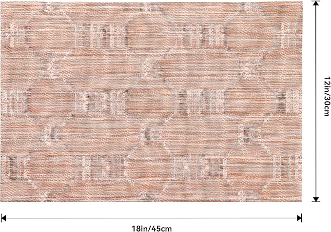 Leetaltree Coral Placemats Set of 8 - Heat Resistant Non-Slip Place mats for Dining Table, Washable Durable PVC Vinyl Woven Table Mats（Coral, 8）