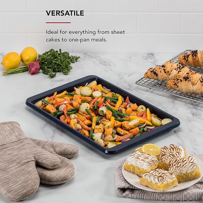 KitchenAid 10x15in Nonstick Aluminized Steel Baking Sheet, Ink Blue