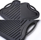 Cast Iron Griddle (20" by 10"), Reversible, Pre-Seasoned, Grill and Griddle Combo Pan, BBQ, Campfire, fits over two stovetop burners