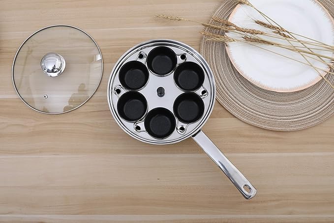 6 Cups Egg Poacher Pan - Stainless Steel Poached Egg Cooker – Induction Cooktop Egg Poachers Cookware Set with 4 Nonstick Large PFOA FREE Egg Poacher Cups and Silicone Spatula