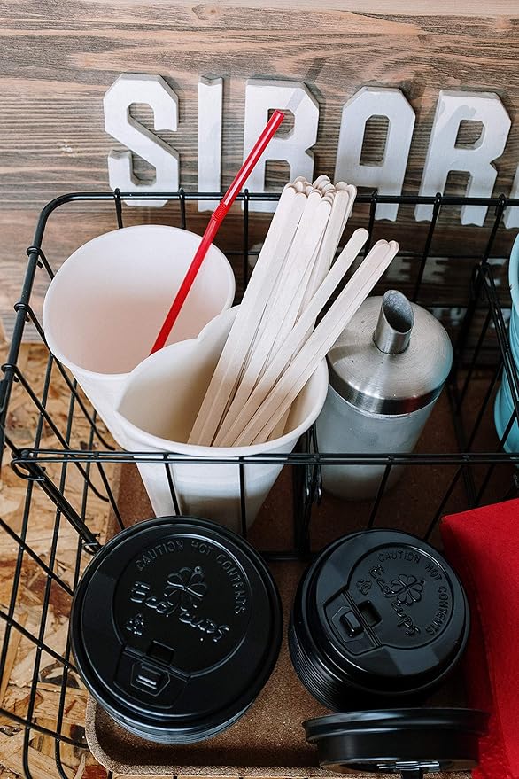 5000 Count | KingSeal Natural Birch Wood Coffee Beverage Stirrers, Stir Sticks, Waxing Sticks, 7.5 Inches, Round End, Eco-Friendly - 10 Boxes x 500 Stirrers