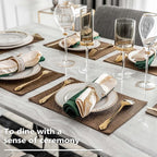 Home Brilliant Cloth Placemats Set of 4 Heat Resistant Dining Table Place Mats Linen Kitchen Table Mats, Brown