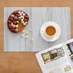 Leetaltree LightSteel Blue Placemats Set of 8 - Heat Resistant Non-Slip Place mats for Dining Table, Washable Durable PVC Vinyl Woven Table Mats（LightSteel Blue, 8）