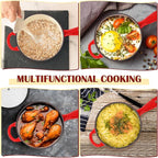 E-far Enameled Cast Iron Sauce Pan, 2 Quart Dutch Oven Saucepan with Lid, Small Sauce Pot for Cooking, Boiling, Healthy & Non Toxic, Induction & Oven Safe, Red