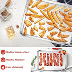 E-far Cookie Sheets for Baking, 18”x13” Stainless Steel Baking Sheet Pans for Oven, Large Non Toxic Metal Baking Tray for Baking Roasting, Healthy & Rust Free, Mirror Finish & Dishwasher Safe, 2 Pack
