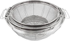 U.S. Kitchen Supply Set of 3 Stainless Steel Colander Strainers Net Baskets - 11", 9.5" & 8.5" Sizes - Colander with Handles & Resting Base - Stainless Steel Sieve, Strainers and Colanders for Kitchen