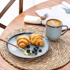 LERATIO Ceramic Dinnerware Sets for 4,16-Piece Reactive Glaze Plates and Bowls Set with Mugs,Highly Chip and Crack Resistant | Dishwasher,Microwave & Oven Safe Dishes set-Gray White