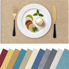 Homaxy Cloths Placemats for Dining Table Set of 4, Heat Resistant Washable Cotton Linen Blend Table Mats, Easy to Clean Place Mats for Indoor Outdoor Party Kitchen Decoration, 13" x 19", Flaxen