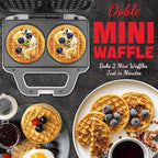 4 Inch Double Mini Waffle Maker Machine, Chaffle Maker, Waflera Electrica, Small Waffle Iron for Waffles, Keto Chaffles, Hash Browns, Cookies, Non-stick Plates