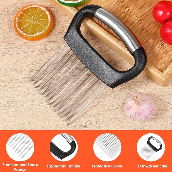 Onion Slicer Holder Large Onion Cutter Vegetable Chopper Kitchen Food Slicer Practical Meat Tenderizer Tool Stainless Steel Tomato Slicers for Slicing Onions Kiwifruit Tomato Avocados Eggs Lemon Meat