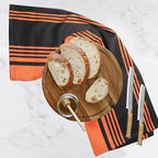 Urban Villa Halloween Kitchen Towels 100% Cotton Set of 3 Dish Towels - 20x30 Inches Highly Absorbent Quick Drying Dish Towels for Kitchen with Hanging Loop Hand & Tea Towels (Orange & Black Striped)