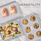 HONGBAKE 3 Pack Nonstick Ceramic Baking Sheet Pan Set for Oven, Non-Toxic Half/Quarter/Jelly Roll Pans with Diamond Texture, Heavy Duty 0.8mm Aluminized Steel Cookie Trays for Cooking, Light Grey