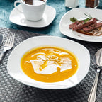 MALACASA 30 Piece Porcelain Dinnerware Set, Grey White Dish Set for 6, Square Ceramic Dishware Sets, Chip and Scratch Resistant Plates and Bowls Sets, Cups and Saucers, Series ELISA