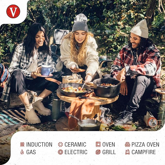 Victoria Round Cast Iron Grill. Double Burner Griddle, with Removable Coil Handles Seasoned with 100% KoBibir Certified Non-GMO Flaxseed Oil, 12.5 Inch, Black