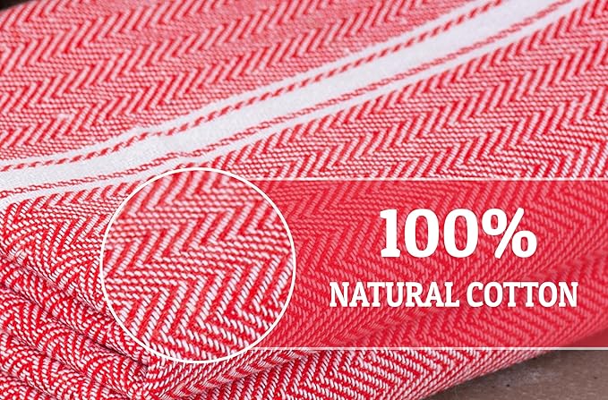 LANE LINEN Kitchen Towels Set - 100% Pure Cotton Dish Towels for Kitchen, Super Absorbent Kitchen Hand Towel, Tea Towels, Soft & Durable Dish Cloths, Pack of 6 – 14”x25”, Red