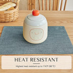 Softalker Faux Linen Placemats Set of 4-12 x 18 Inch, Heat Resistant Double Layered Durable Burlap Farmhouse Place Mats, Non-Slip Washable Rustic Table Mats for Dining, Kitchen, Party（Light Blue