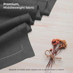 D'Moksha Homes Linen Charcoal Grey Table Runner 120 Inches Long - 100% Pure Linen Hemstitch 14 x 120 Inch Table Runner for Dining, Summer, Fall and Halloween - Classic Hemstitch