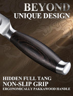 WILDMOK 5 Inch Steak Knives Set of 4, Ultra Sharp Steak Knives Kitchen Knives Set, German Stainless Steel Steak Knife Set Black Pakkawood Handle with Gift Box