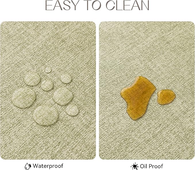 Romanstile Vinyl Placemats Set of 6-12 X 18 Inch - Heat Resistant Place Mats 100% Waterproof Oilproof Wipeable Reversible Faux Leather Table Mats for Kitchen/Dining/Party/Outdoor, Grass Green