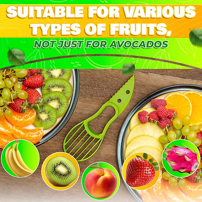 Avocado Slicer Tool 3 in 1 - Avocado Tool Avocado Peeler Kitchen Gadgets Avocado Cutter Tool Avocado Knife Tool Fruit Slicer Avocado Scooper Tool - Avocado Pit Remover Fruit & Vegetable Tools