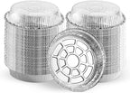 MontoPack 9” Round Aluminum Foil Pans with Clear Lids | Disposable Containers with Straight Walls for Storing, Baking, Meal Prep & Reheating | Freezer & Oven Safe, Recyclable (100 Pack)