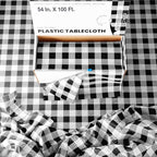 Exquisite Party Solids 54 Inch X 100 Feet Black Gingham Plastic Table Cover Roll in A Cut - to - Size Box with Convenient Slide Cutter. Cuts Up to 12 Rectangle 8 Feet Plastic Disposable Tablecloths