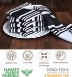 Urban Villa Dish Cloths 100% Cotton Pack of 8, Highly Absorbent Quick Drying Super Soft Premium Dish Towels for Kitchen with Hanging Loop Hand & Tea Towels - 12x12 Inch, (Black & White, Striped)
