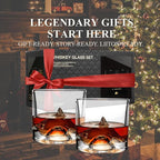 LIITON K2 Nepalese Heavy Crystal Whiskey Glasses Gift Set of 2, Thick Freezable Bourbon Glass 1lb Each, Premium Whiskey Gifts for Men, Frozen Crystal Chills Cocktails, 10 oz