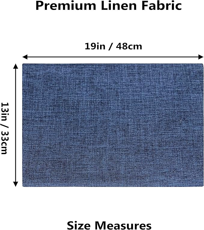 Home Brilliant Placemats Set of 8 Linen Blue Placemats Heat Resistant Dining Table Place Mats Kitchen Table Mats, Indigo