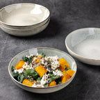 AmorArc 8.5'' Large Pasta Bowls, 36oz Stoneware Wide Serving Bowls Set of 4 for Kitchen for Salad,Fruit,Oatmeal, Microwave Safe, Reactive Glaze