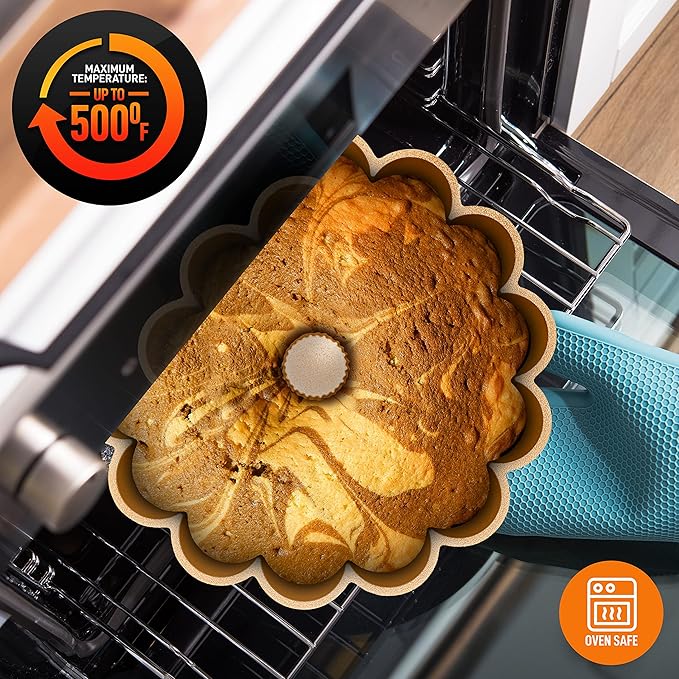 NutriChef 9 Inch Marquise Cake Pan, Thick & Heavy Cast Aluminum Bakeware Cake Mold for Cake with Fluted Easy-Release Edges for Uniform Browning & Baking, Nonstick Heat-Resistant Coating