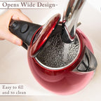 Mixpresso Stainless Steel Electric Kettle Red Color, Cordless Pot 1.7L Portable Electric Hot Water Kettle, 1500w Strong Fast Boiling Pot, Water Boiler, Electric Tea Kettle With Boil Dry Protection