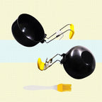 Folding Egg Poacher, Non-Stick Poached Egg Pan, Round Eggs Cooker with Oil Brush for Fried Pancakes Sandwiches Breakfast - 2 Packs