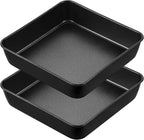 Herogo 8 x 8 Baking Pan Set of 2, Non-Stick Square Cake Pan for Oven, Stainless Steel Black Lasagna Brownies Casseroles Cakes Bakeware, Dishwasher Safe